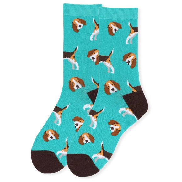 Women's Novelty Beagle Dog Socks Turquoise - Picture 2 of 2